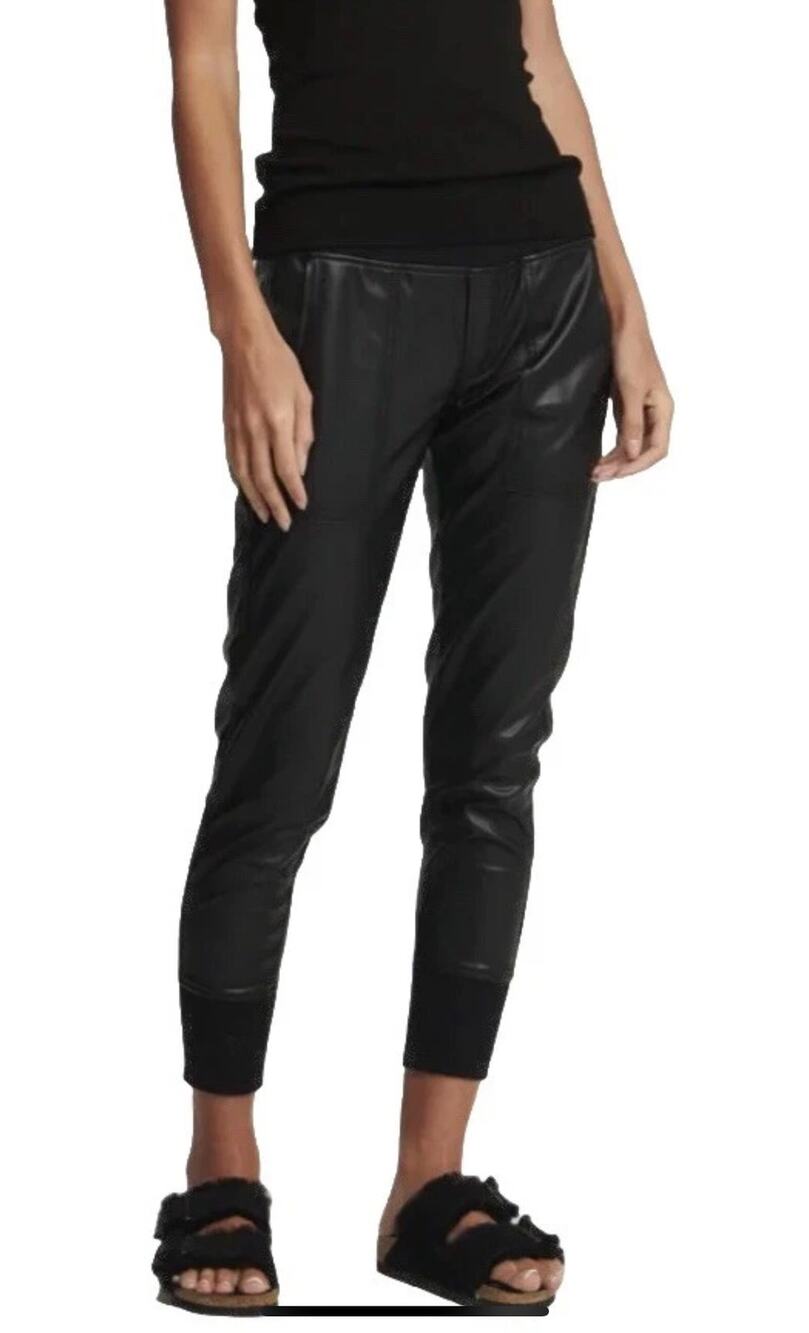 Sundays NYC Brasada stretch vegan leather jogger S Black Quiet luxury Biker chic